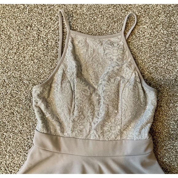 New Speechless Party Social Dress Short Fit Flare Grey Silver Size 9 - Picture 3 of 7